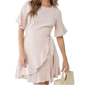 Urban Outfitters | Dresses | Urban Outfitters Lumiere Striped Pinstripe  Linen Blend Wrap Dress Size Large | Poshmark